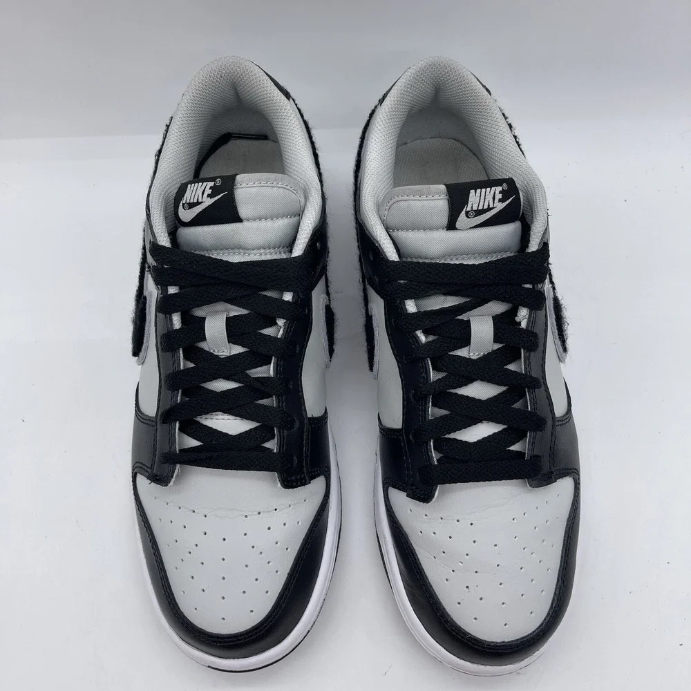 Nike Dunk Low Chenille Swoosh Men's Size 9 Sneakers DQ7683-001 Black Gray White